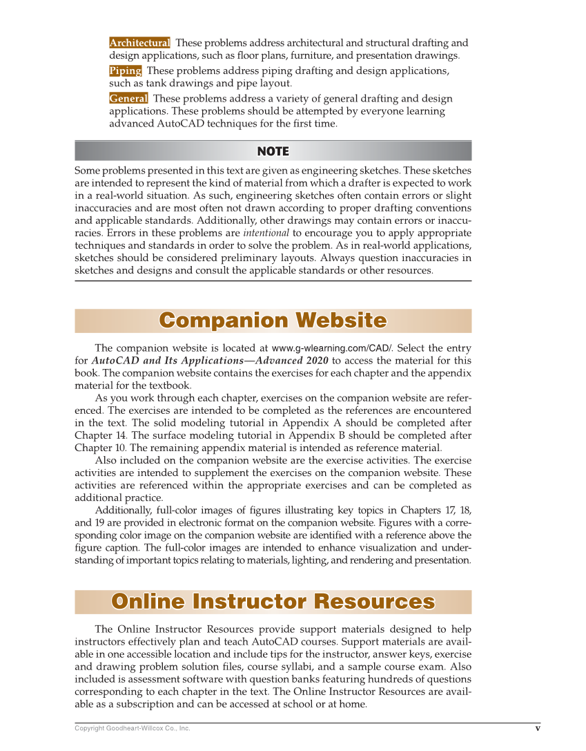 AutoCAD and Its Applications—Comprehensive 2020, 27th Edition page v