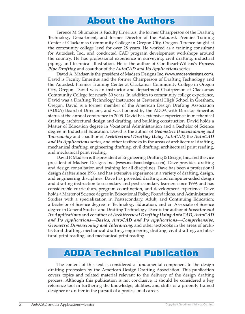 AutoCAD and Its Applications—Basics 2020, 27th Edition page x