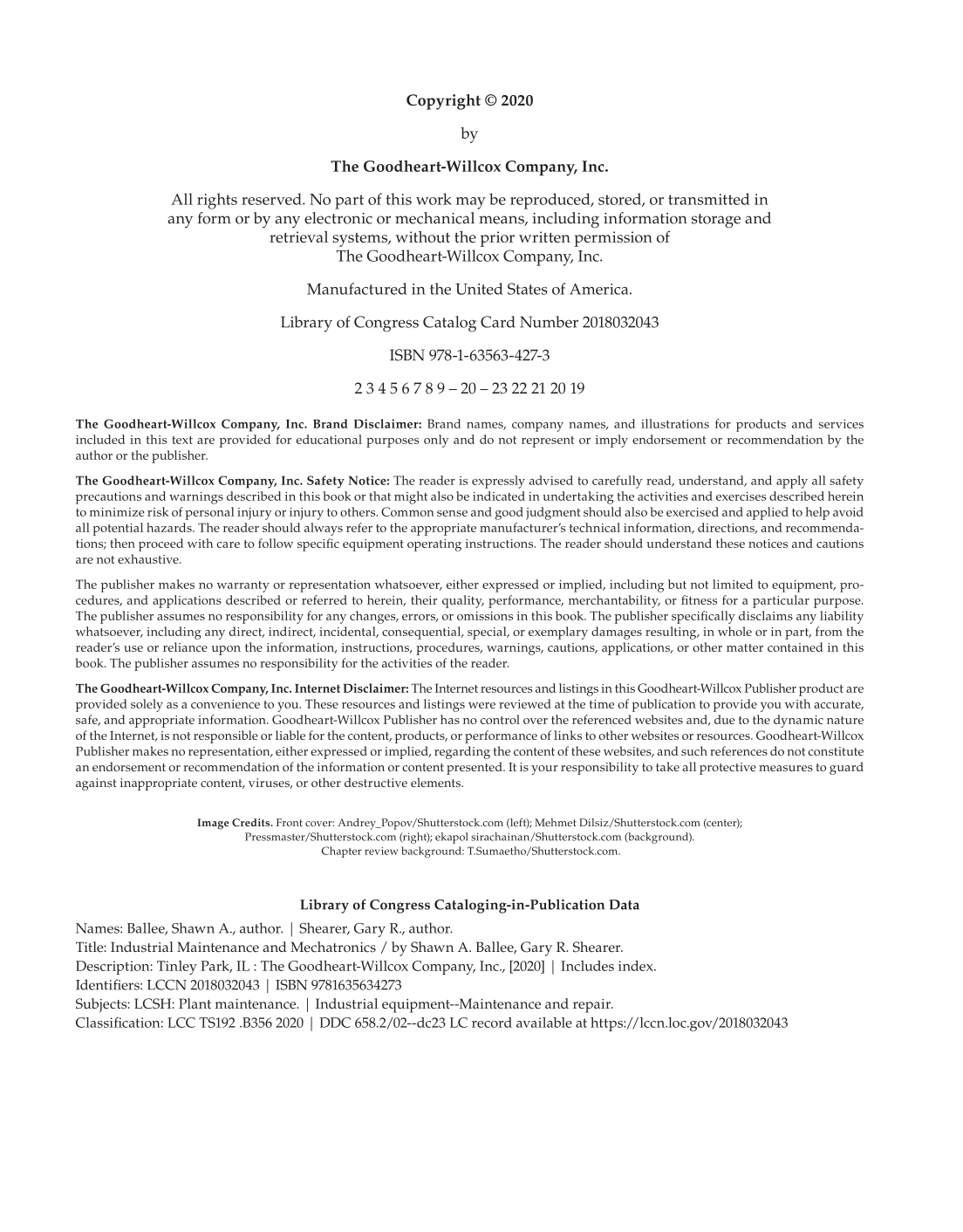 Industrial Maintenance and Mechatronics, 1st Edition page ii