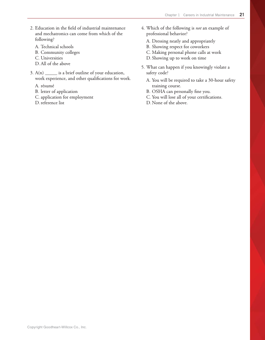 Industrial Maintenance and Mechatronics, 1st Edition page 21