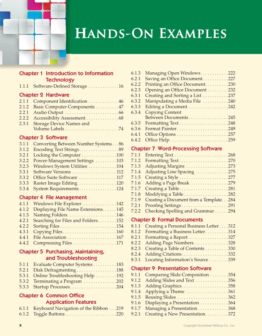 Principles of Information Technology, 1st Edition page x