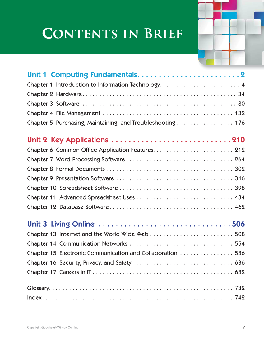 Principles of Information Technology, 1st Edition page v