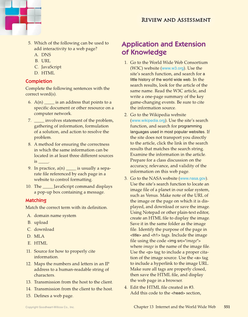Principles of Information Technology, 1st Edition page 551