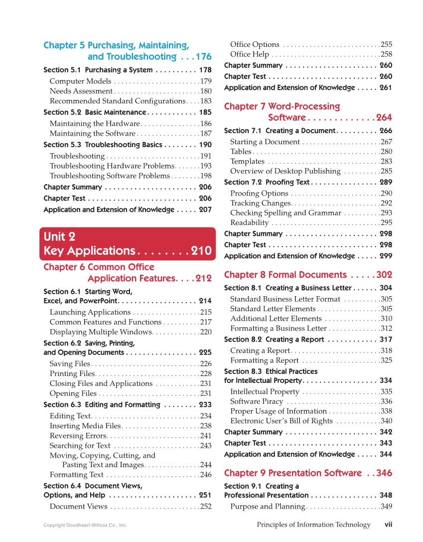 Principles of Information Technology, 1st Edition page vii