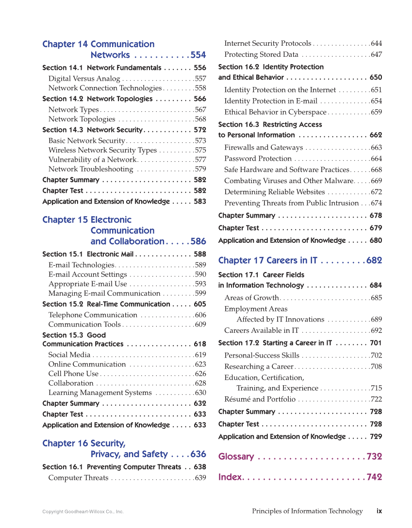 Principles of Information Technology, 1st Edition page ix