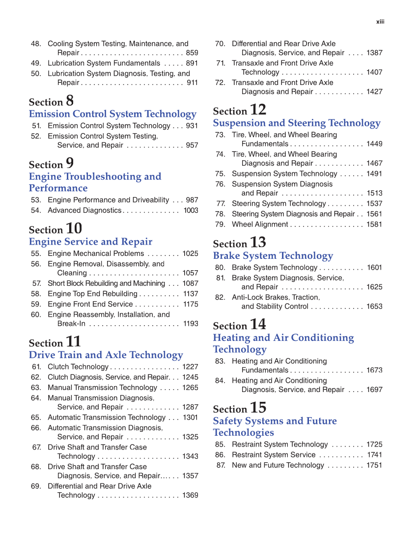 Modern Automotive Technology, 9th Edition page xiii
