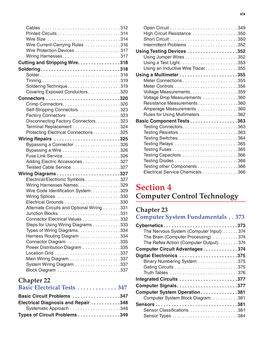 Modern Automotive Technology, 9th Edition page xix