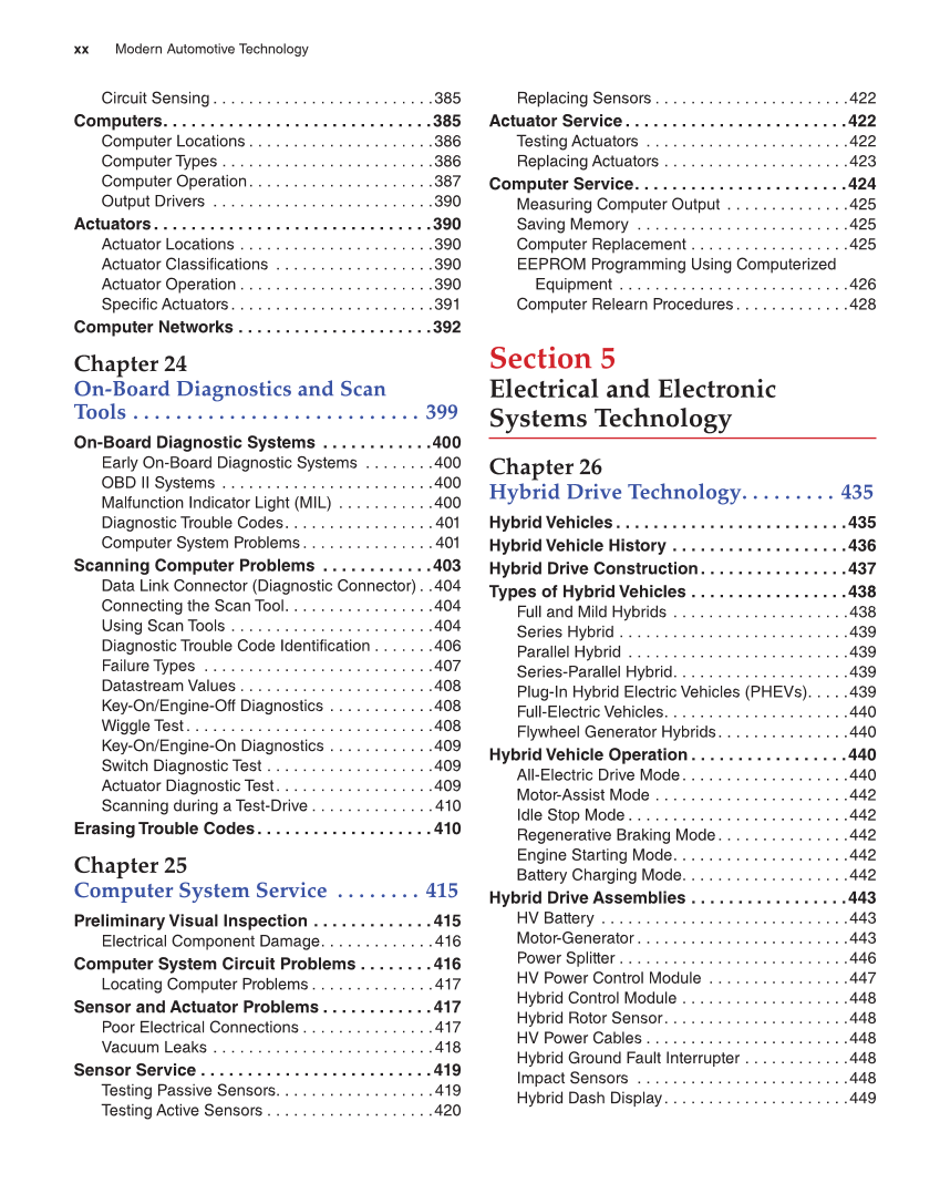 Modern Automotive Technology, 9th Edition page xx