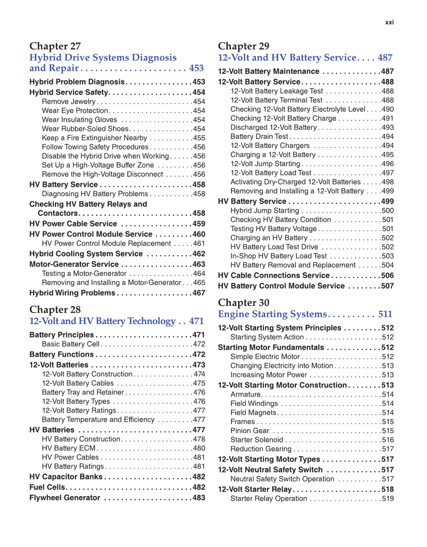 Modern Automotive Technology, 9th Edition page xxi