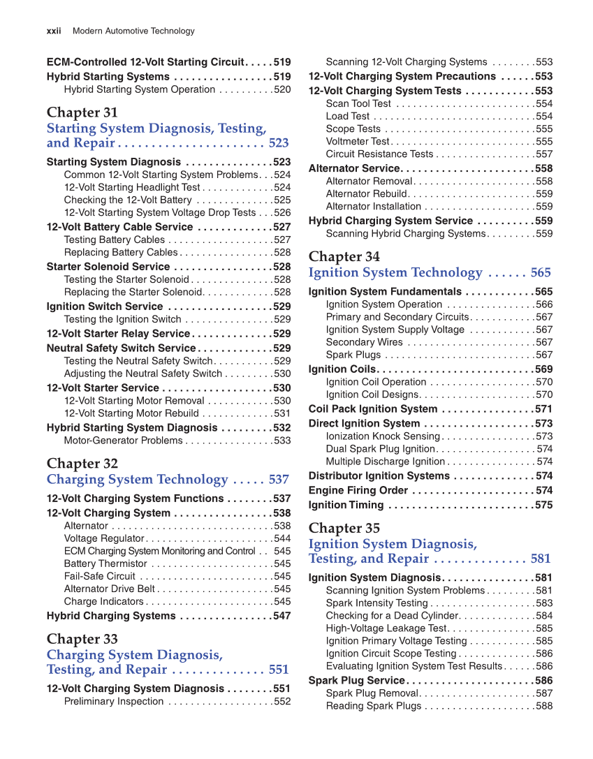 Modern Automotive Technology, 9th Edition page xxii