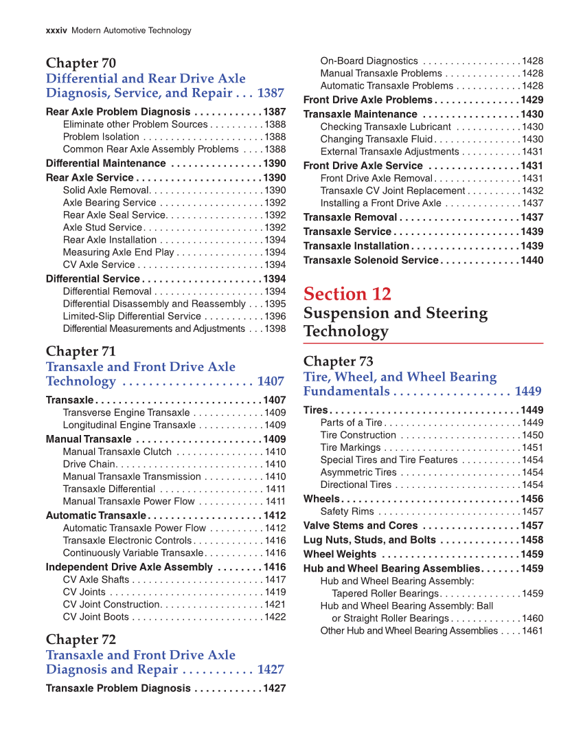Modern Automotive Technology, 9th Edition page xxxiv