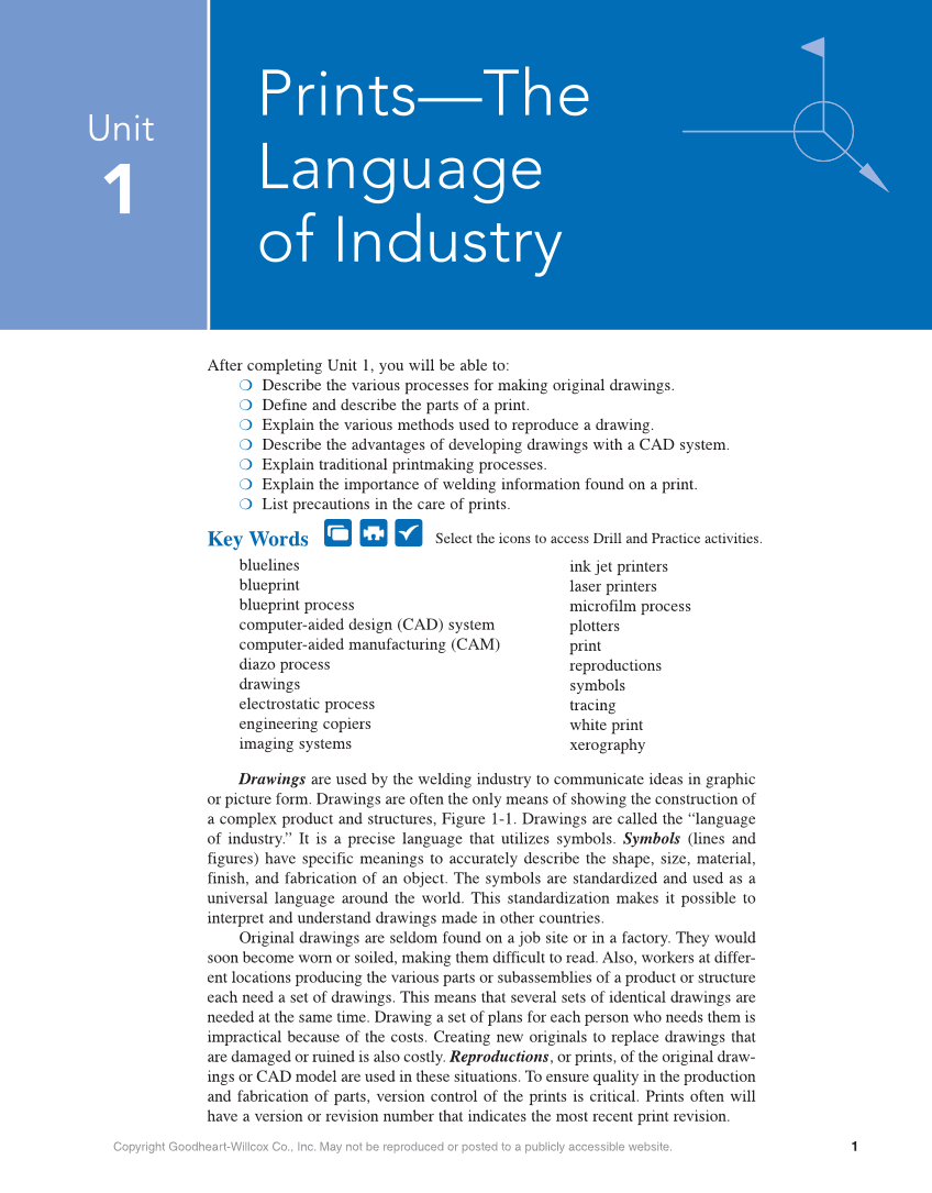 Welding Print Reading, 7th Edition page 1