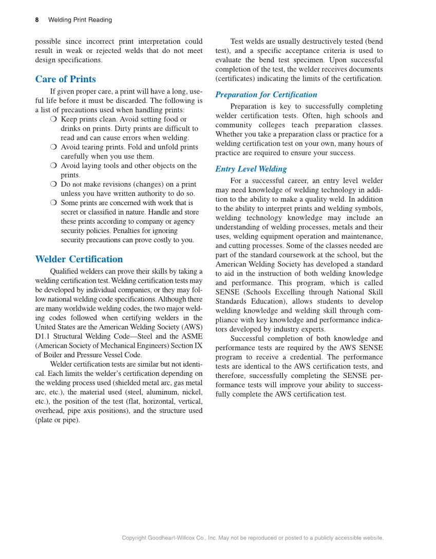 Welding Print Reading, 7th Edition page 8