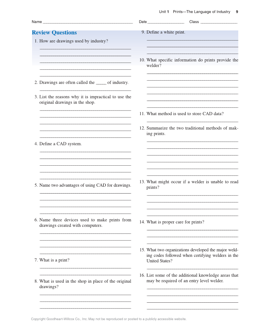 Welding Print Reading, 7th Edition page 9