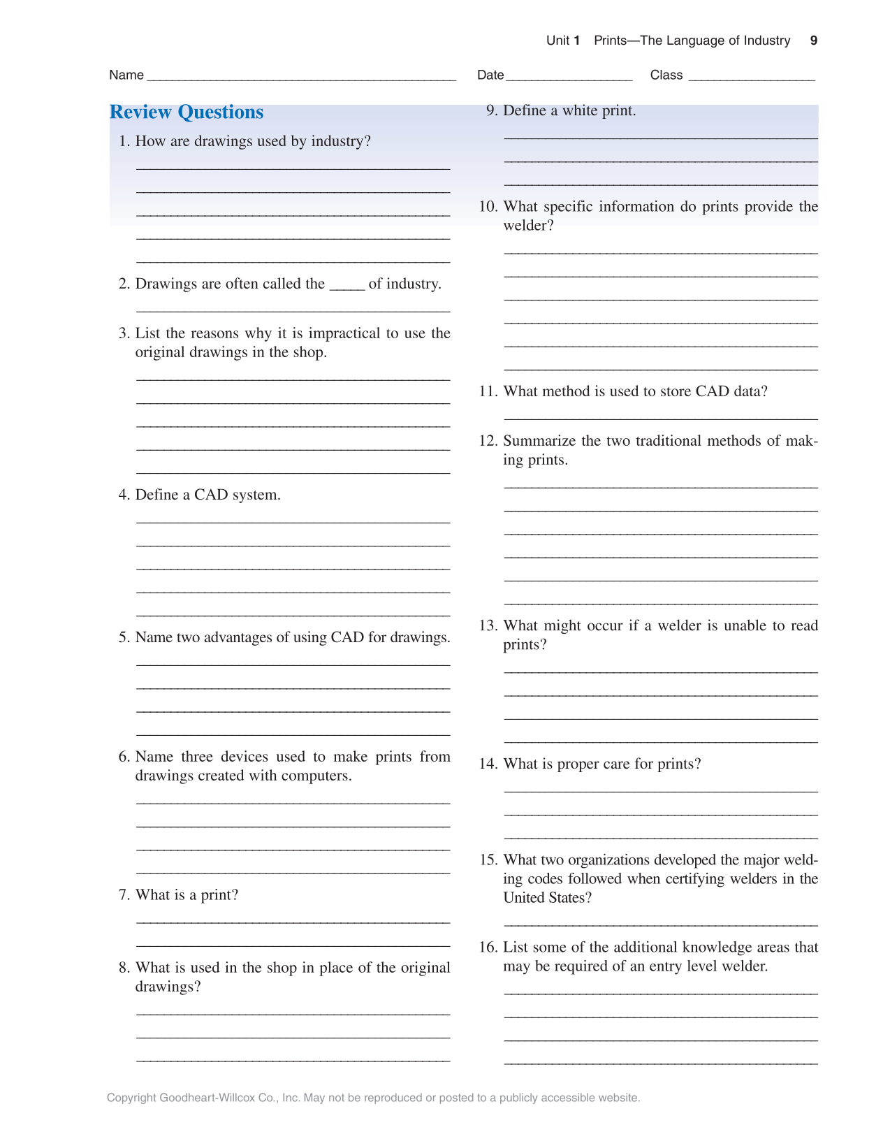 Welding Print Reading, 7th Edition page 9