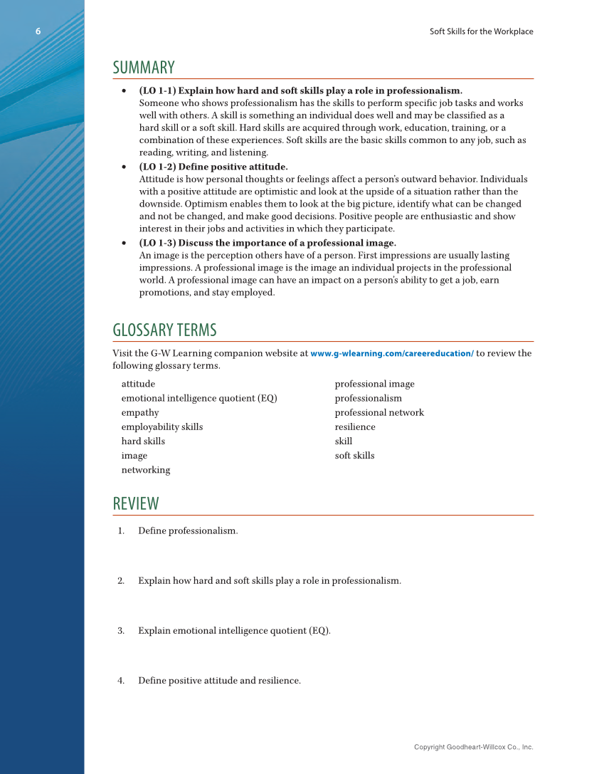 Soft Skills for the Workplace, 1st Edition page 6
