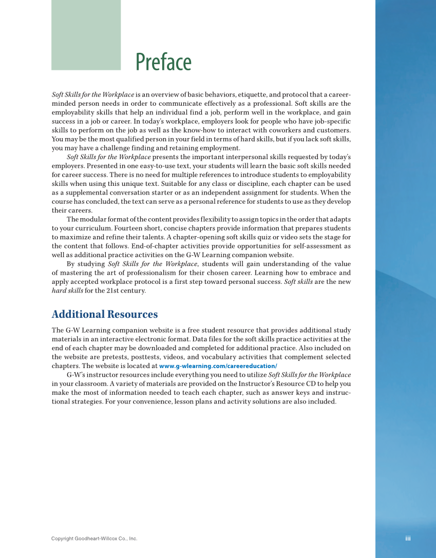 Soft Skills for the Workplace, 1st Edition page iii