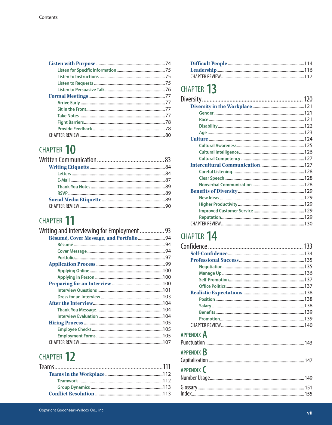 Soft Skills for the Workplace, 1st Edition page vii