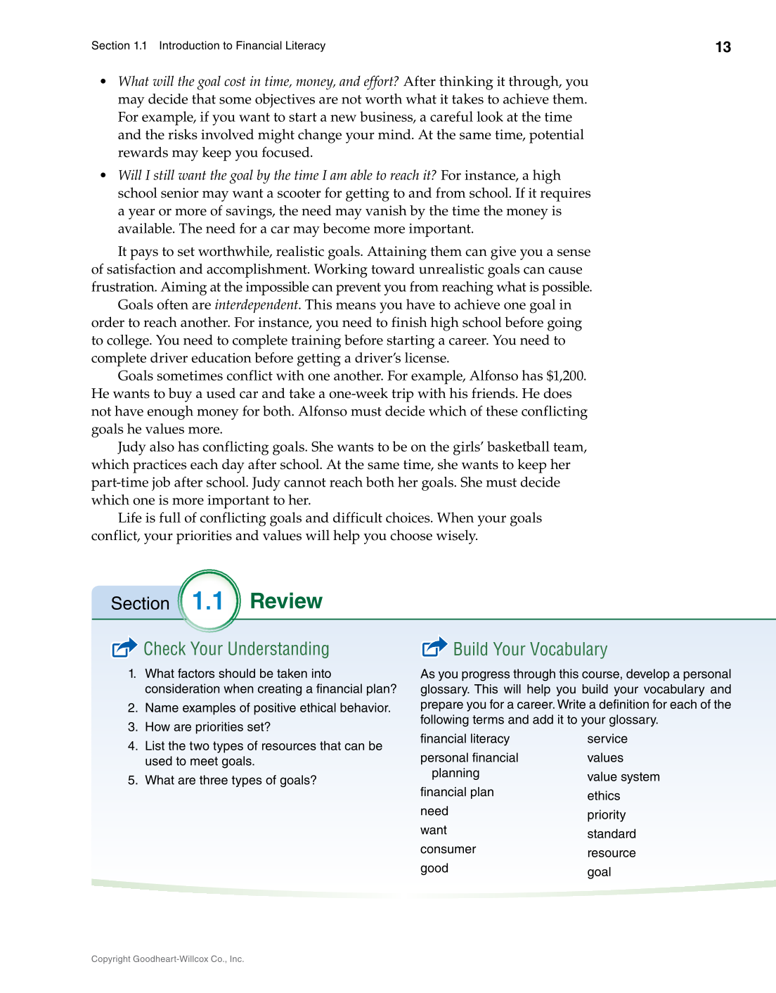 Foundations of Financial Literacy, 10th Edition page 13