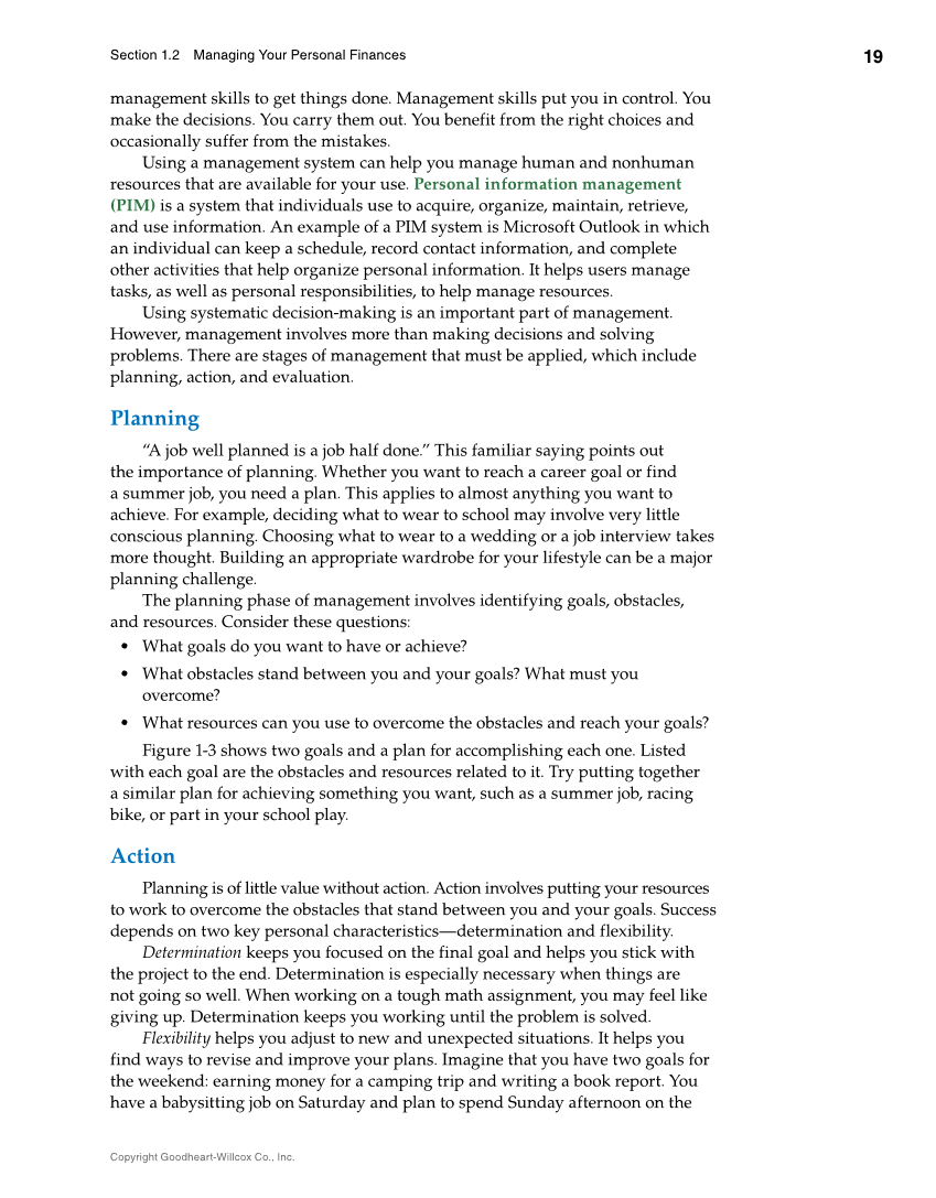 Foundations of Financial Literacy, 10th Edition page 19