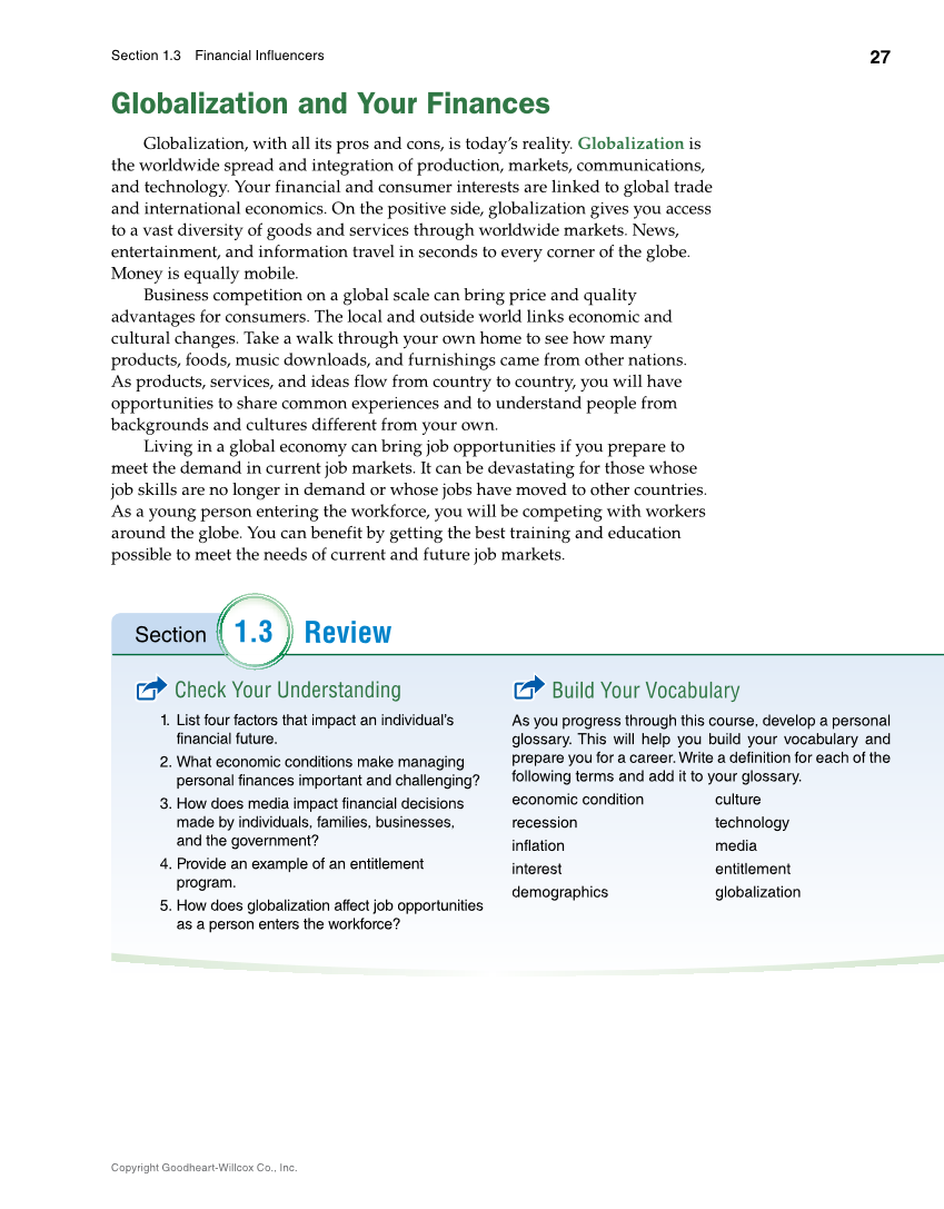 Foundations of Financial Literacy, 10th Edition page 27