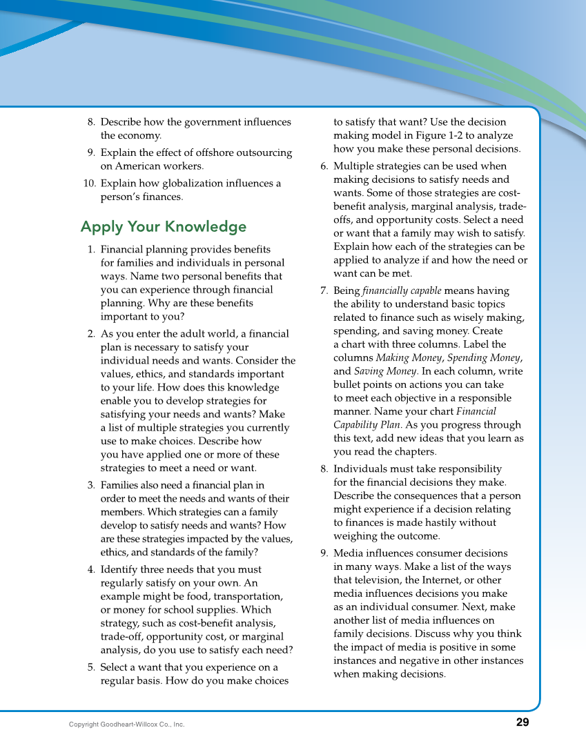 Foundations of Financial Literacy, 10th Edition page 29