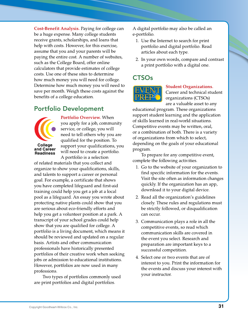 Foundations of Financial Literacy, 10th Edition page 31