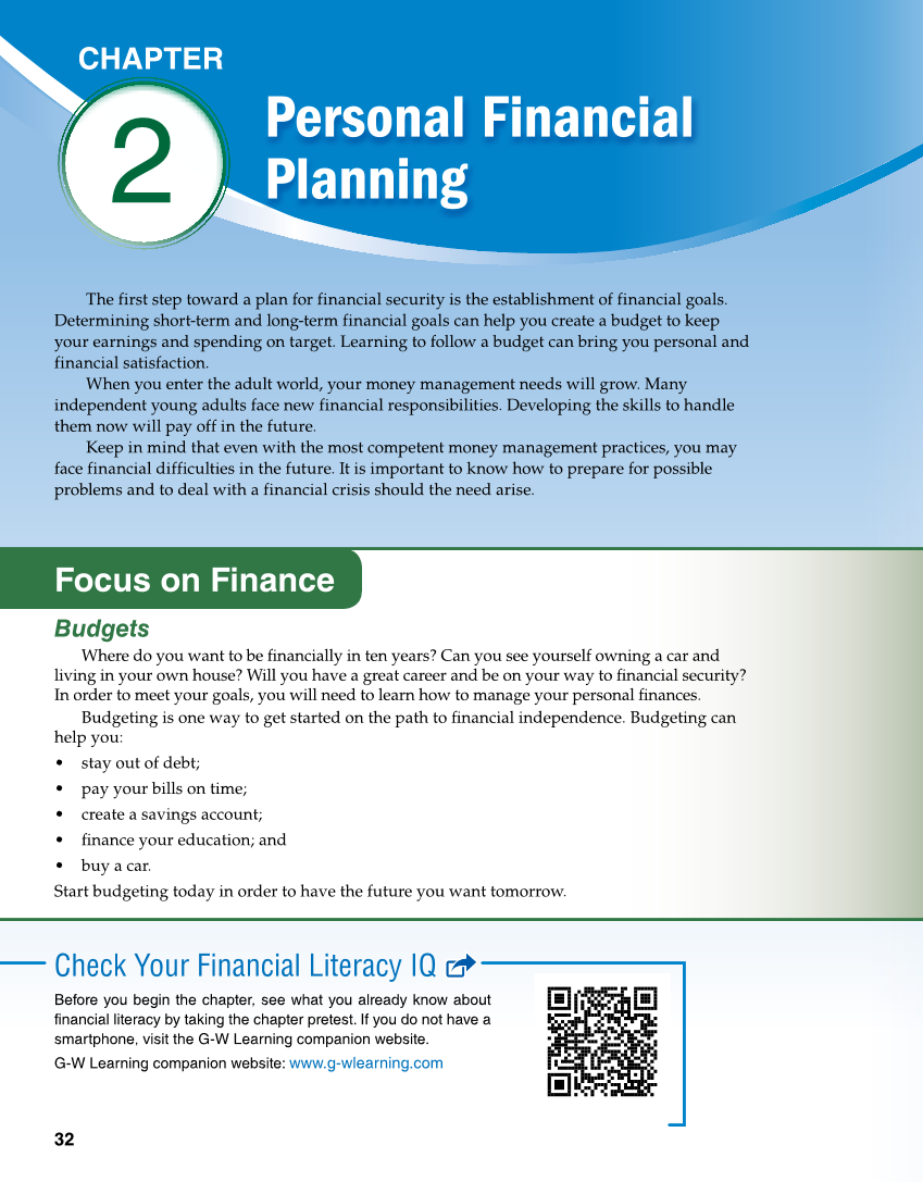 Foundations of Financial Literacy, 10th Edition page 32