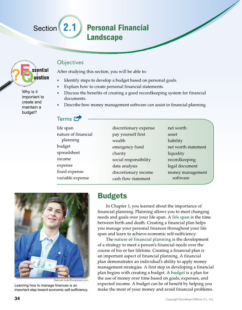 Foundations of Financial Literacy, 10th Edition page 34