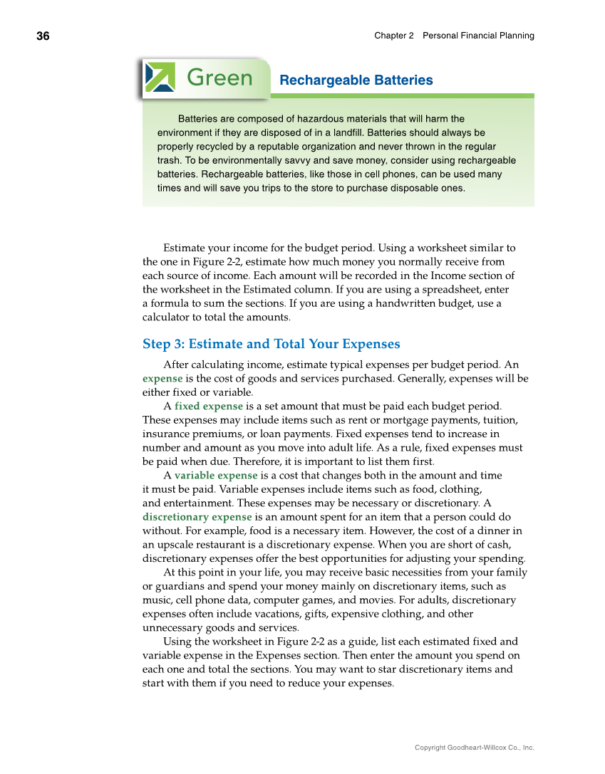 Foundations of Financial Literacy, 10th Edition page 36