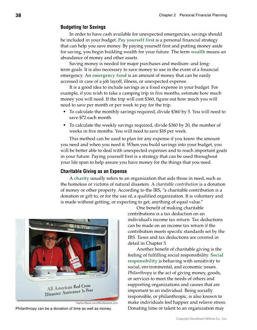 Foundations of Financial Literacy, 10th Edition page 38
