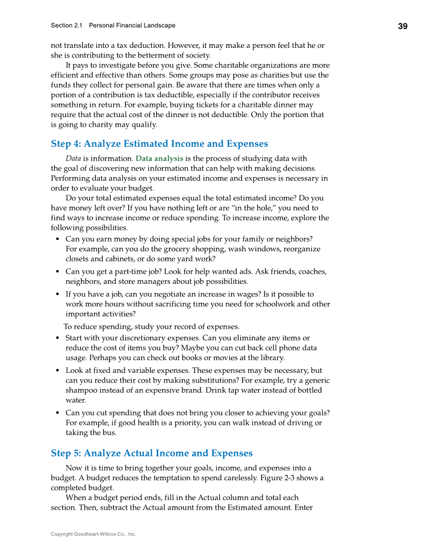 Foundations of Financial Literacy, 10th Edition page 39