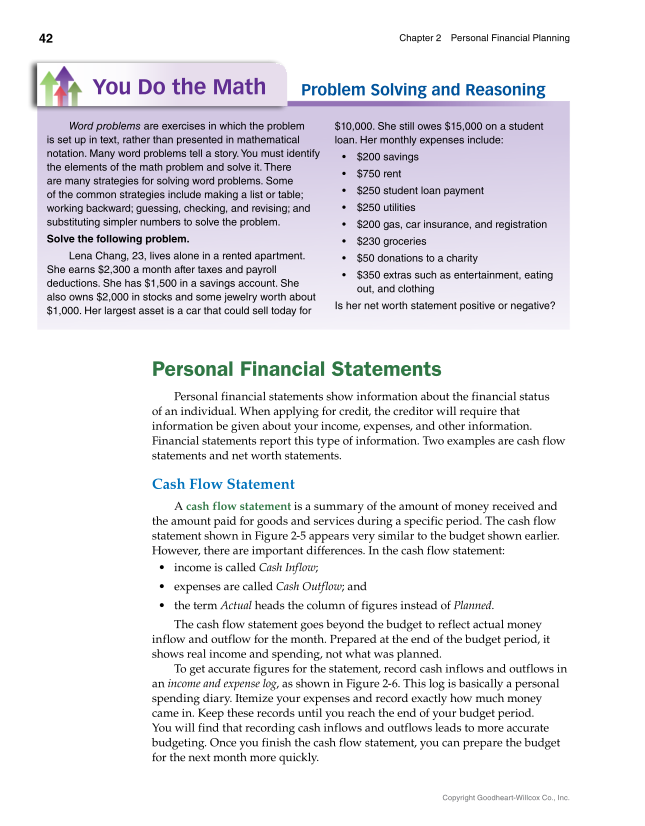 Foundations of Financial Literacy, 10th Edition page 42