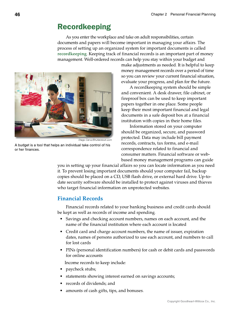 Foundations of Financial Literacy, 10th Edition page 46