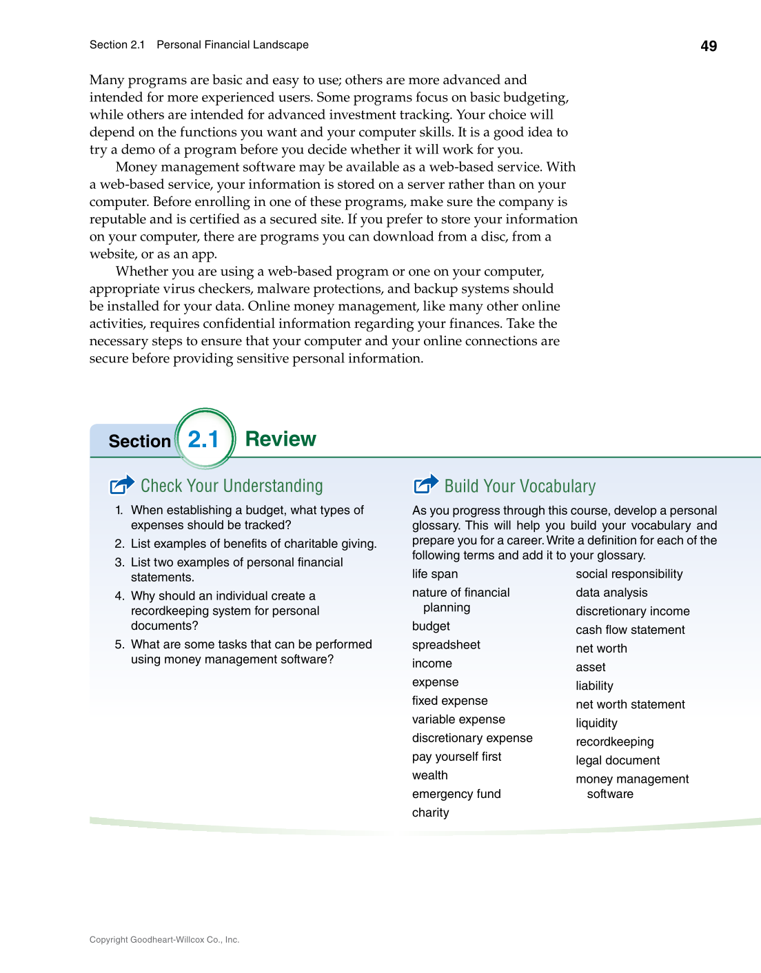 Foundations of Financial Literacy, 10th Edition page 49