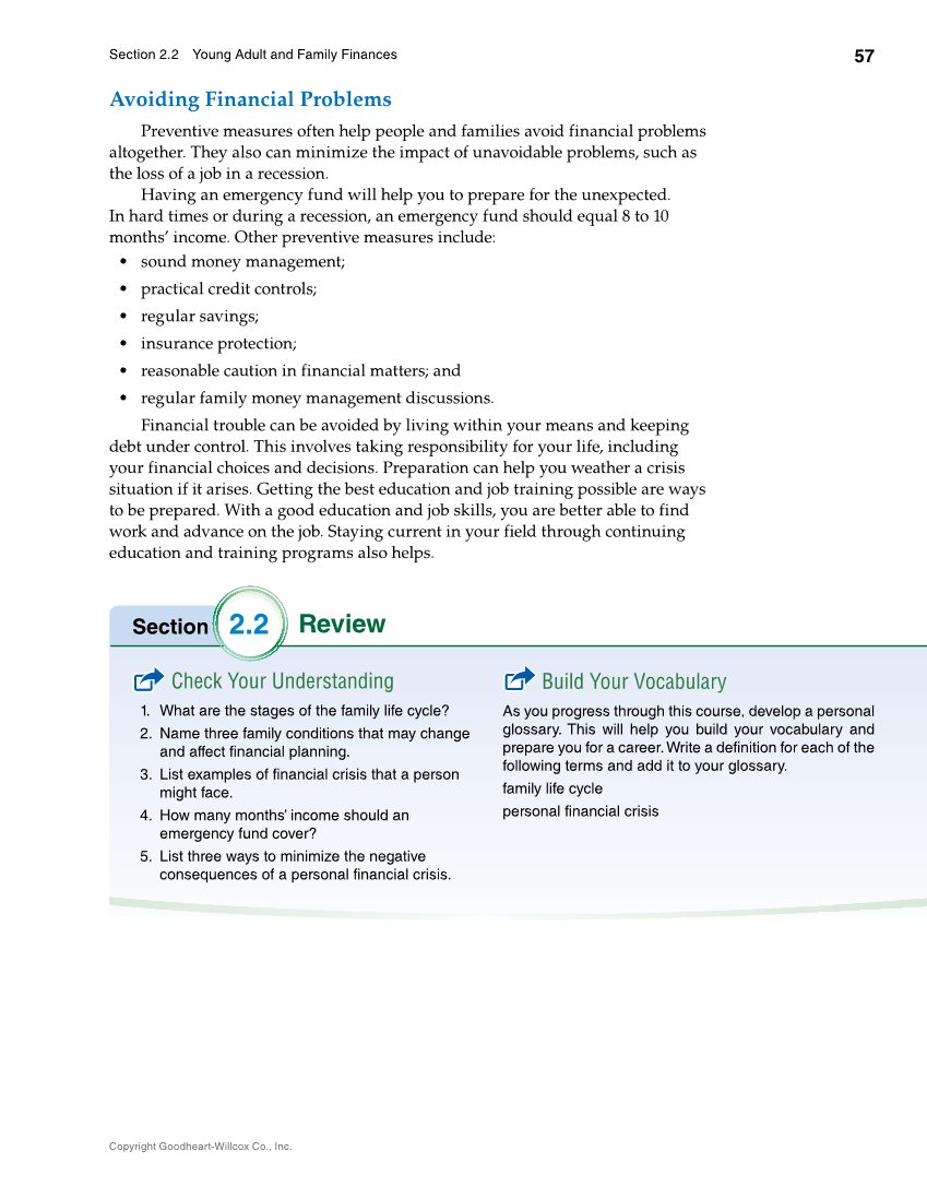 Foundations of Financial Literacy, 10th Edition page 57