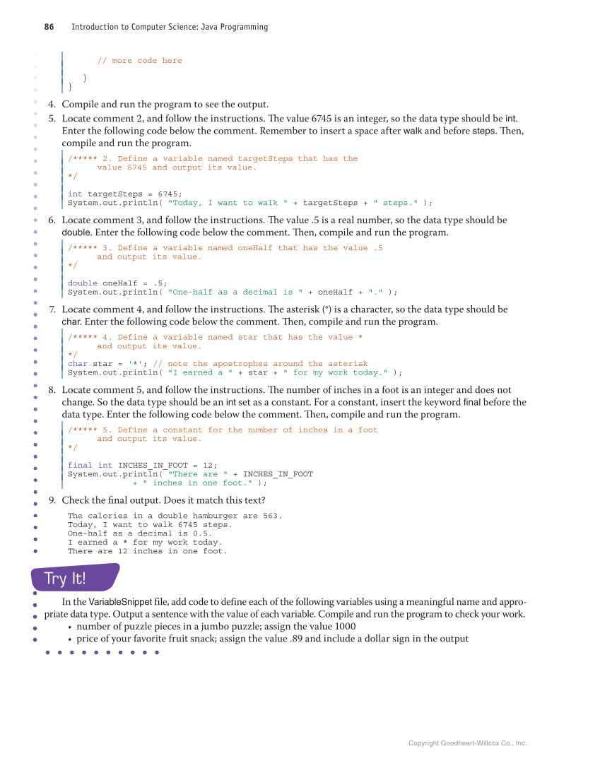 Introduction to Computer Science: Java Programming, 1st Edition page 86