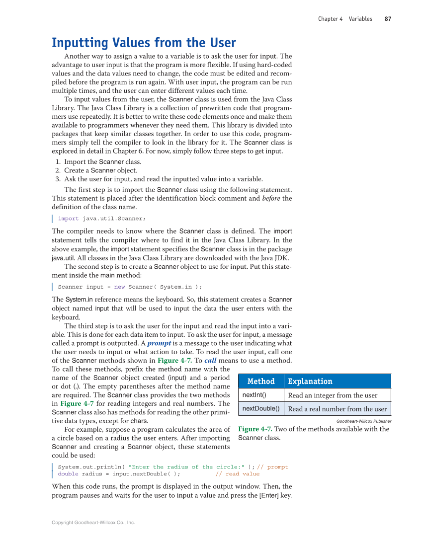 Introduction to Computer Science: Java Programming, 1st Edition page 87