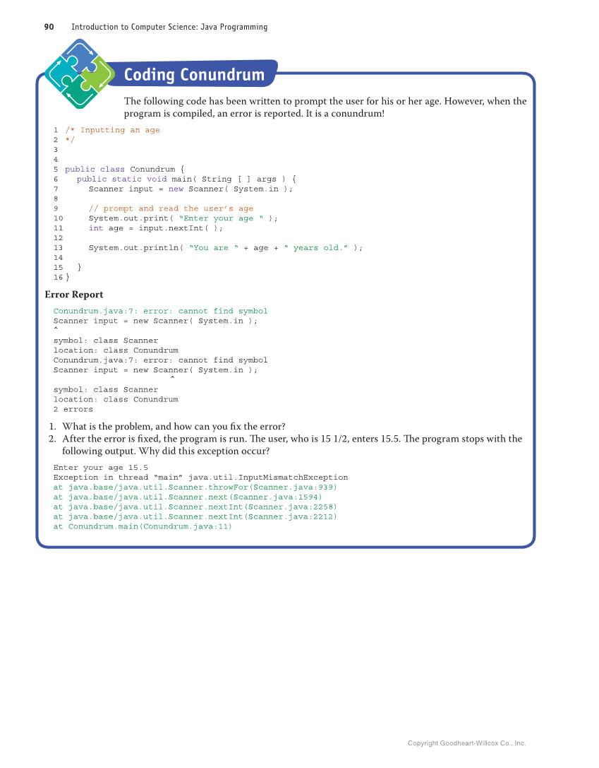 Introduction to Computer Science: Java Programming, 1st Edition page 90