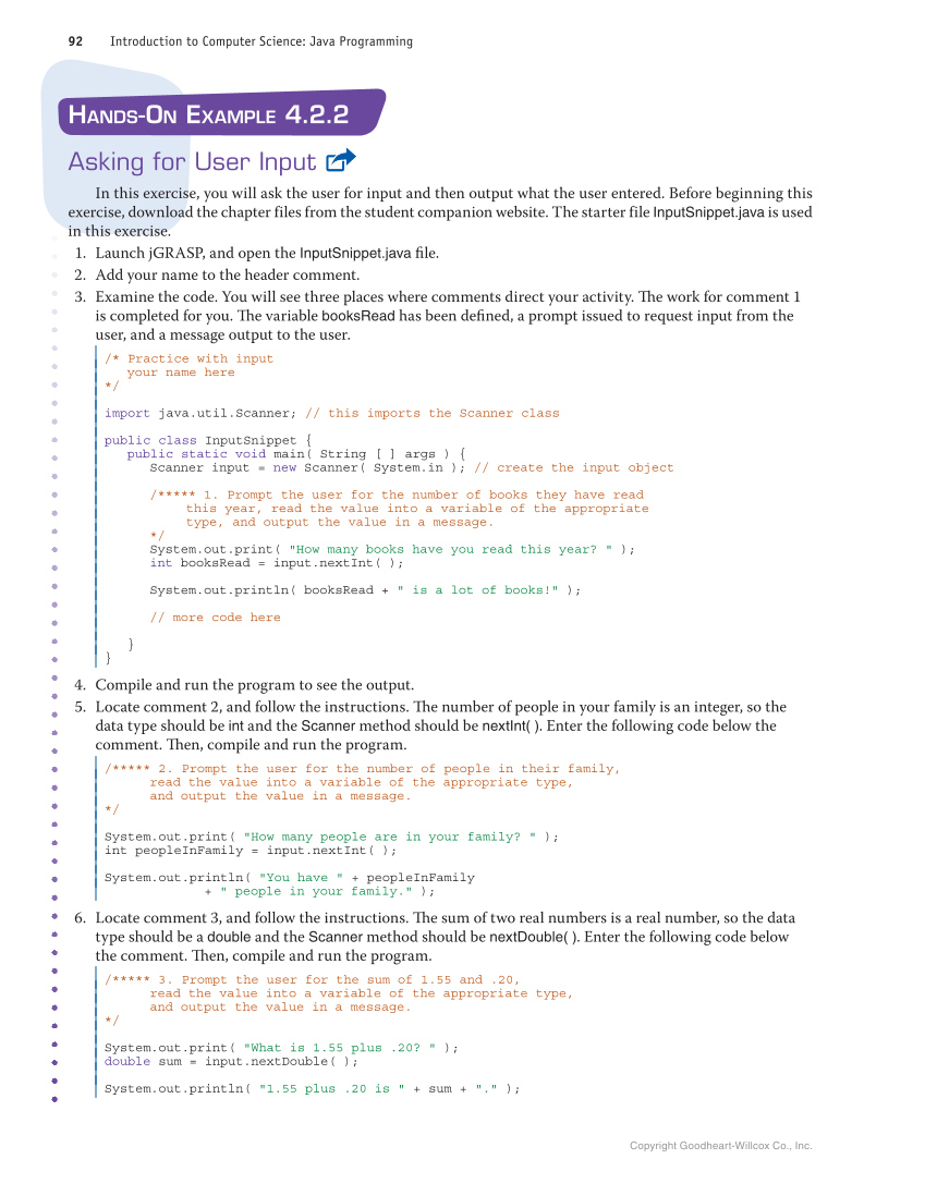 Introduction to Computer Science: Java Programming, 1st Edition page 92
