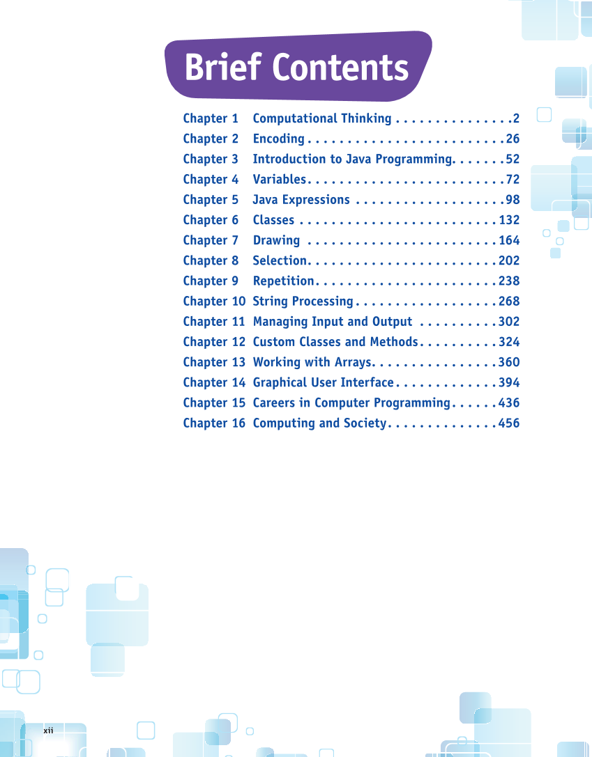 Introduction to Computer Science: Java Programming, 1st Edition page xii