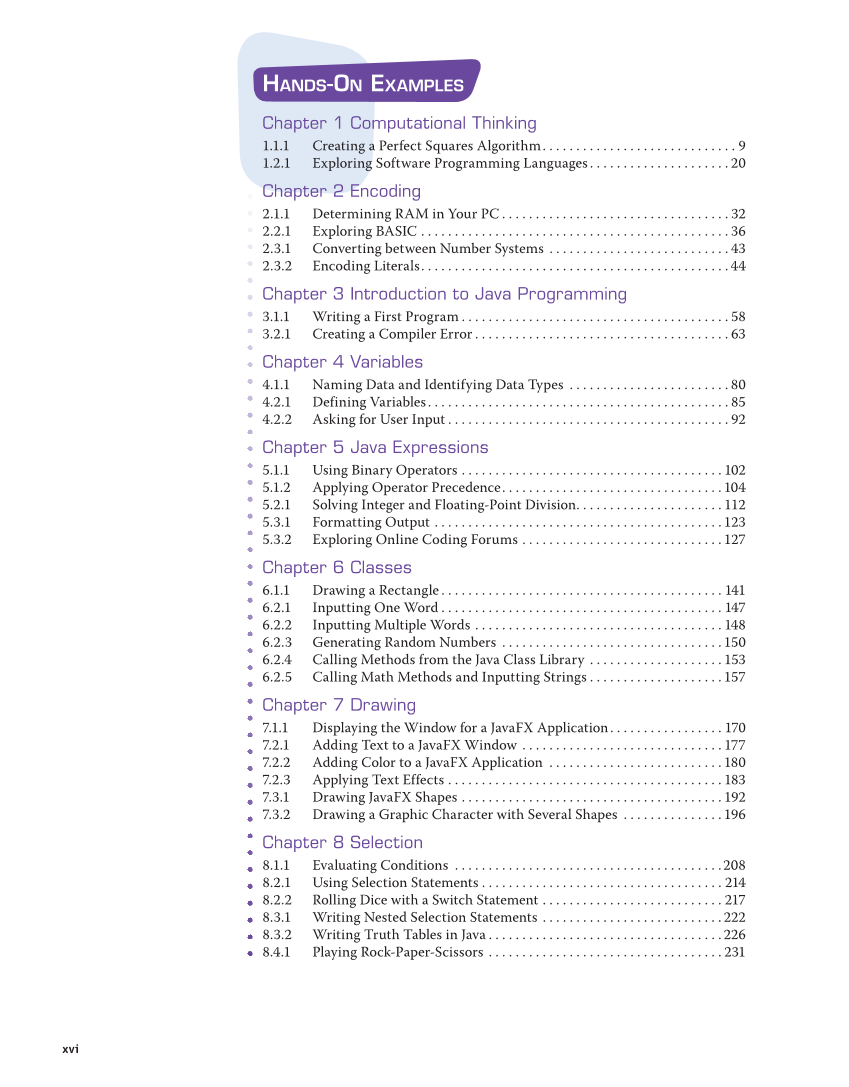 Introduction to Computer Science: Java Programming, 1st Edition page xvi