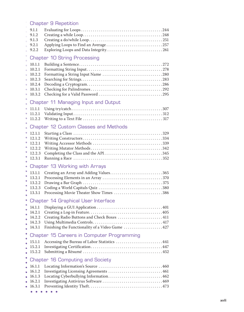 Introduction to Computer Science: Java Programming, 1st Edition page xvii