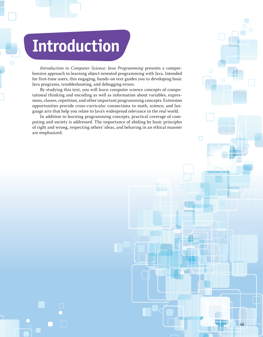 Introduction to Computer Science: Java Programming, 1st Edition page iii