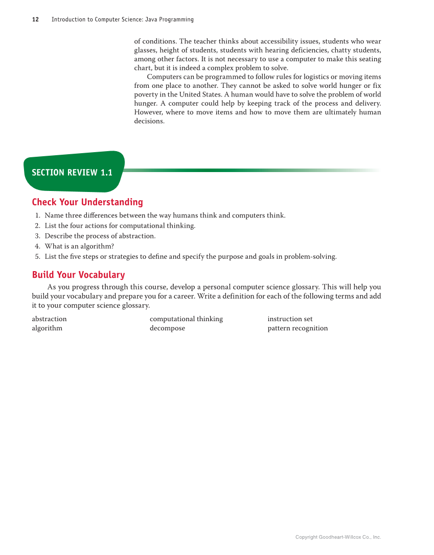 Introduction to Computer Science: Java Programming, 1st Edition page 12