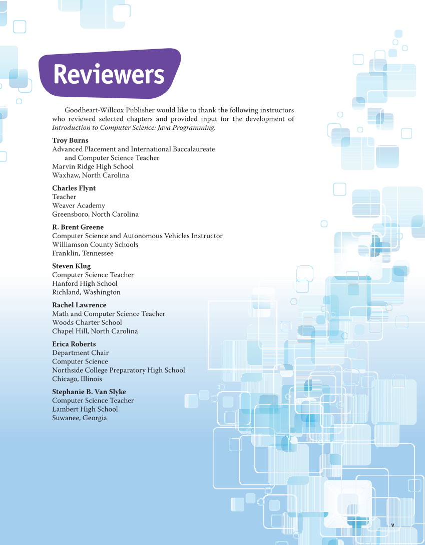 Introduction to Computer Science: Java Programming, 1st Edition page v