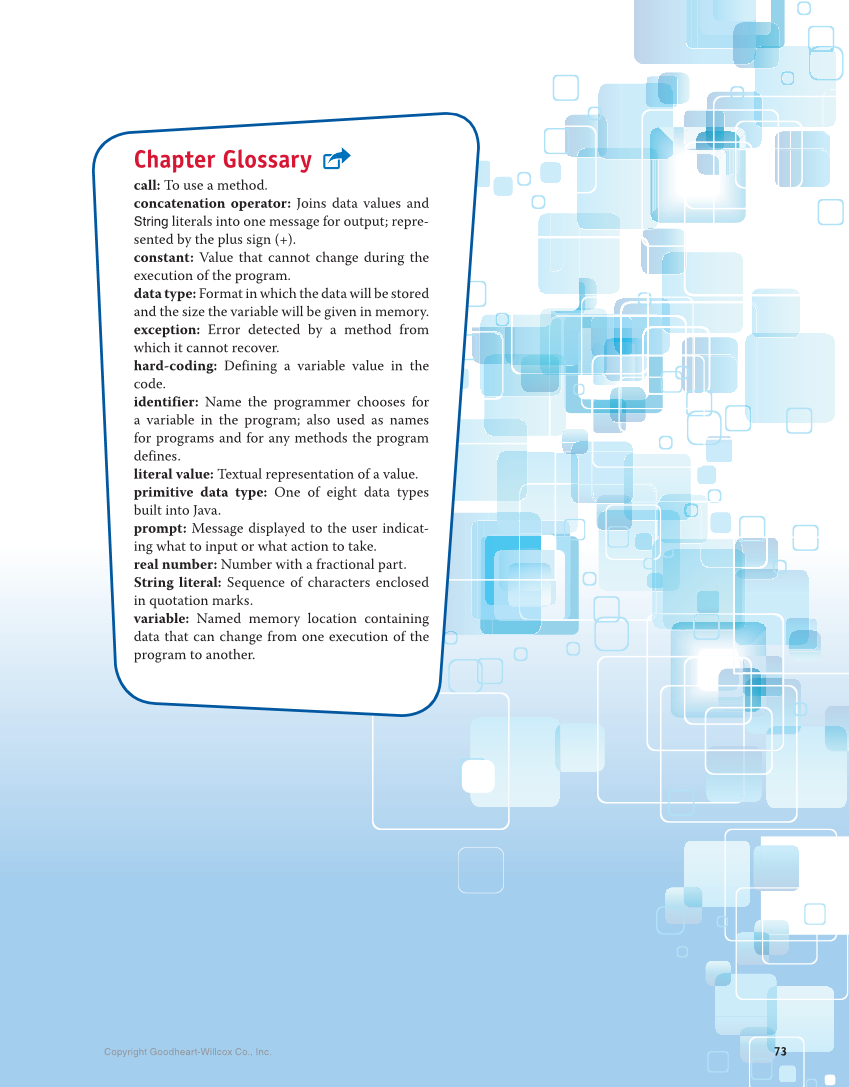 Introduction to Computer Science: Java Programming, 1st Edition page 73