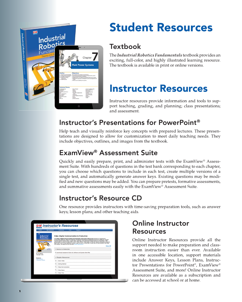 Industrial Robotics Fundamentals: Theory and Applications, 3rd Edition page x