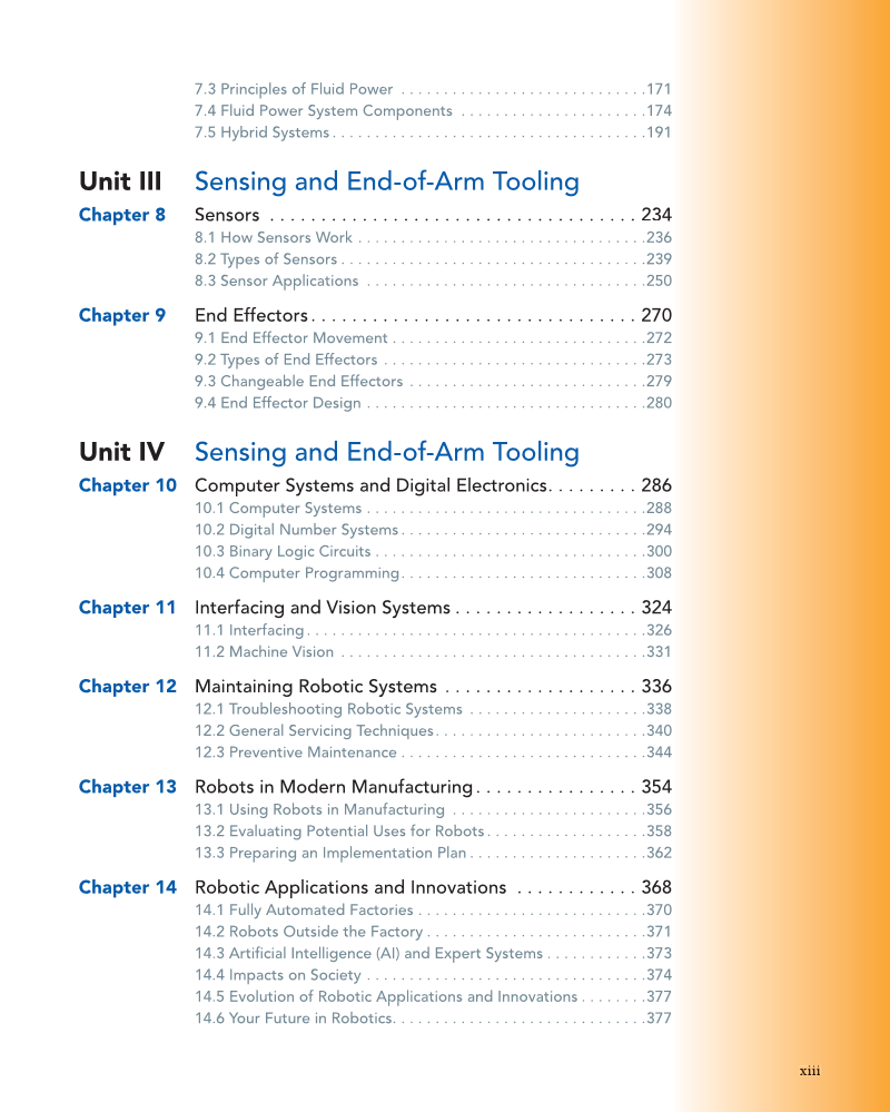 Industrial Robotics Fundamentals: Theory and Applications, 3rd Edition page xiii