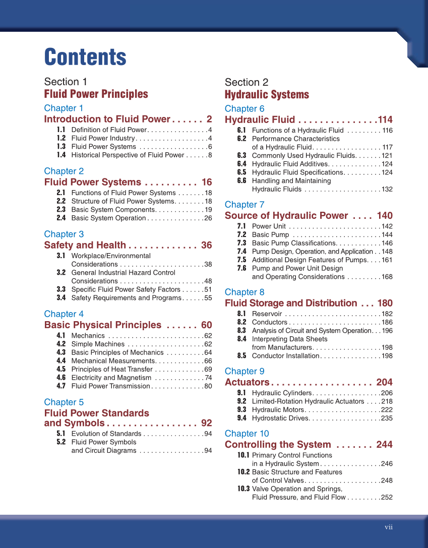 Fluid Power: Hydraulics and Pneumatics, 3rd Edition page vii